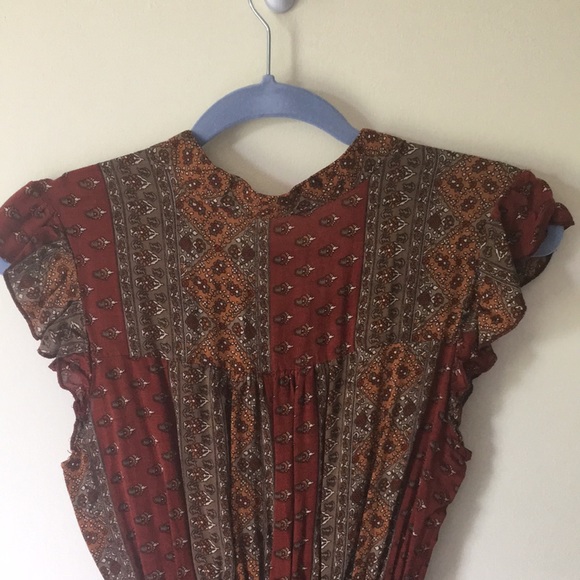 Flowy Red and Orange Patterned Floral Dress - Picture 8 of 8
